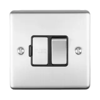 ENSWFSSB - Eurolite 13Amp DP Switched Fuse Spur Satin Stainless Steel with Black Trim (Enhance Range)
