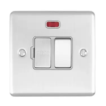 Click Here To Enlarge This Photo Of ENSWFNSSG - Eurolite 13Amp DP Switched Fuse Spur with Neon Indicator Satin Stainless Steel with Grey Trim (Enhance Range)