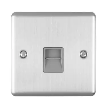 Click Here To Enlarge This Photo Of EN1MSSG - Eurolite 1 Gang Master Telephone Socket Satin Stainless Steel with Grey Trim (Enhance Range)