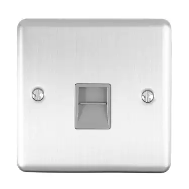 Click Here To Enlarge This Photo Of EN1SLSSG - Eurolite 1 Gang Slave Telephone Socket Satin Stainless Steel with Grey Trim (Enhance Range)