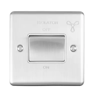 Click Here To Enlarge This Photo Of ENFSWSSW - Eurolite 6Amp Fan Isolator Switch Satin Stainless Steel with White Trim (Enhance Range)