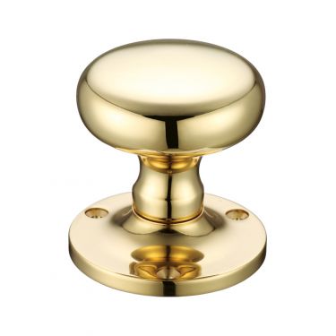Click Here To Enlarge This Photo Of FB201 - Zoo Hardware Fulton & Bray Mushroom Mortice Knob Furniture (Unsprung) 62.5mm Rose dia. Polished Brass