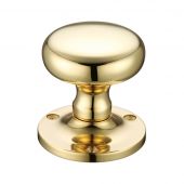 FB201 - Zoo Hardware Fulton & Bray Mushroom Mortice Knob Furniture (Unsprung) 62.5mm Rose dia. Polished Brass