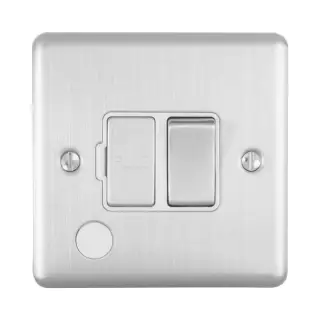 ENSWFFOSSW - Eurolite 13Amp DP Switched Fuse Spur with Flex Outlet Satin Stainless Steel with White Trim (Enhance Range)