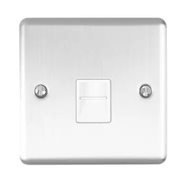 Click Here To Enlarge This Photo Of EN1MSSW - Eurolite 1 Gang Master Telephone Socket Satin Stainless Steel with White Trim (Enhance Range)