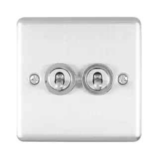 ENT2SWSS - Eurolite 2 Gang 10Amp 2Way Switch Satin Stainless Steel (Enhance Range)