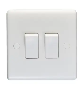 Click Here To Enlarge This Photo Of PL3022 - Eurolite Enhance White Plastic 10Amp 2 Gang 2 Way Switch