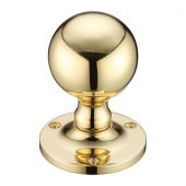 FB202 - Zoo Hardware Fulton & Bray Ball Mortice Knob Furniture (Unsprung) 62.5mm Rose dia. Polished Brass
