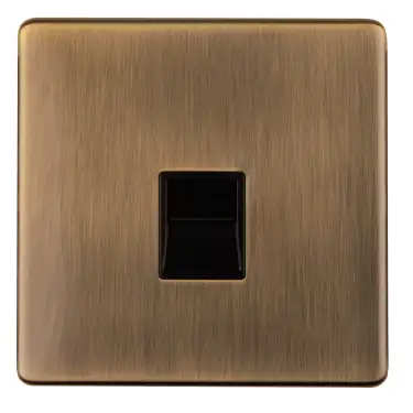 Click Here To Enlarge This Photo Of AB1MB - Eurolite 1 Gang Telephone Master on 3mm Flat Concealed Antique Brass Plate with Black Trim