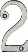 C1560 2-SN Heritage Brass Numeral 2 Face Fix 76mm (3") Satin Nickel Finish