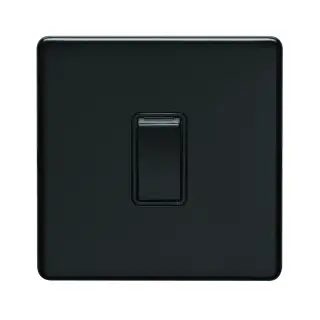 ECMBINTB - Eurolite 1 Gang Intermediate Switch on 3mm Flat Concealed Matt Black Plate with Black Rocker