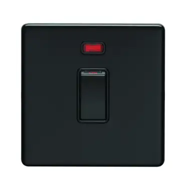 Click Here To Enlarge This Photo Of ECMB20ADPSWNB - Eurolite 1 Gang 20Amp DP Switch & Neon Indicator on 3mm Flat Concealed Matt Black Plate with Black Rocker