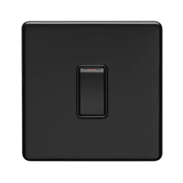 Click Here To Enlarge This Photo Of ECMB20ADPSWB - Eurolite 1 Gang 20Amp DP Switch on 3mm Flat Concealed Matt Black Plate with Black Rocker