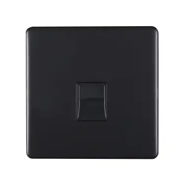 Click Here To Enlarge This Photo Of ECMB1MB - Eurolite 1 Gang Telephone Master on 3mm Flat Concealed Matt Black Plate with Black Trim