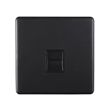 Click Here To Enlarge This Photo Of ECMB1SLB - Eurolite 1 Gang Telephone Slave on 3mm Flat Concealed Matt Black Plate with Black Trim