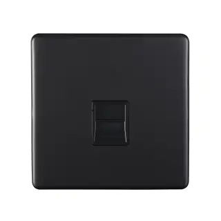 ECMB1SLB - Eurolite 1 Gang Telephone Slave on 3mm Flat Concealed Matt Black Plate with Black Trim