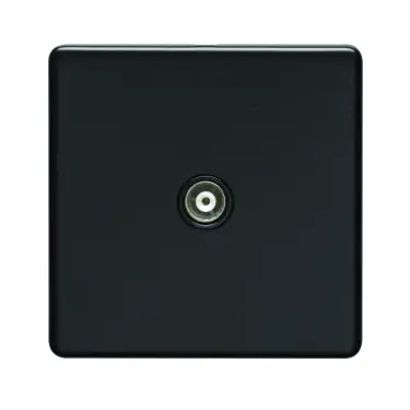 Click Here To Enlarge This Photo Of ECMB1TVB - Eurolite 1 Gang Isolated TV Socket on 3mm Flat Concealed Matt Black Plate with Black Trim