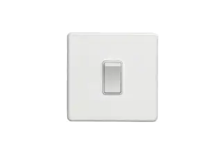 ECW20ADPSWW - Eurolite 1 Gang 20Amp DP Switch on 3mm Flat Concealed Matt White Plate with White Rocker