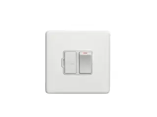 ECWSWFW - Eurolite 13Amp Switched Fuse Spur on 3mm Flat Concealed Matt White Plate with White Rocker
