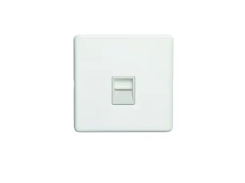 Click Here To Enlarge This Photo Of ECW1MW - Eurolite 1 Gang Telephone Master on 3mm Flat Concealed Matt White Plate with White Trim