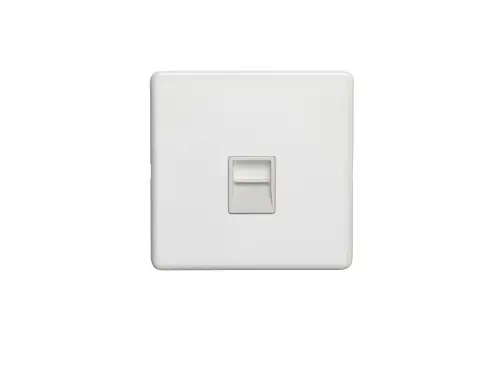 Click Here To Enlarge This Photo Of ECW1SLW - Eurolite 1 Gang Telephone Slave on 3mm Flat Concealed Matt White Plate with White Trim