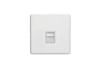 ECW1SLW - Eurolite 1 Gang Telephone Slave on 3mm Flat Concealed Matt White Plate with White Trim