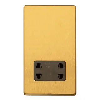 ECSBSHSB - Eurolite 2 Gang Shaver Socket 230/115V on 3mm Flat Concealed Satin Brass Plate with Black Trim