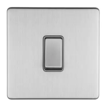 Click Here To Enlarge This Photo Of ECSSINTG - Eurolite 1 Gang Intermediate Switch on 3mm Flat Concealed Satin Stainless Plate with Matching Rocker & Grey Trim