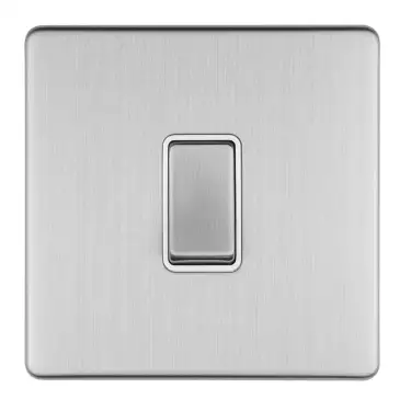Click Here To Enlarge This Photo Of ECSSINTW - Eurolite 1 Gang Intermediate Switch on 3mm Flat Concealed Satin Stainless Plate with Matching Rocker & White Trim