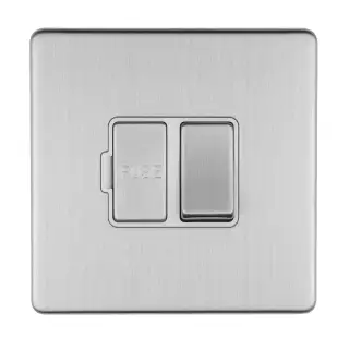 ECSSSWFW - Eurolite 13Amp Switched Fuse Spur on 3mm Flat Concealed Satin Stainless Plate with Matching Rocker & White Trim
