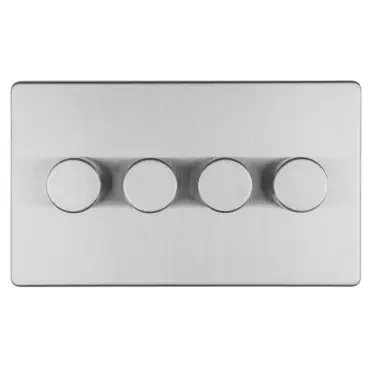 Click Here To Enlarge This Photo Of ECSS4DLED - Eurolite 4 Gang LED Push On/Off 2Way Dimmer on 3mm Flat Concealed Satin Stainless Plate