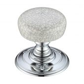 FB304GCCP - Zoo Hardware Fulton & Bray Porcelain Mortice Knob on Round Rose (Unsprung) Grey Crackle - Face Fix