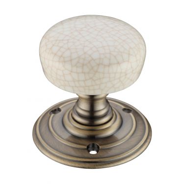 Click Here To Enlarge This Photo Of FB304ICFB - Zoo Hardware Fulton & Bray Porcelain Mortice Knob on Round Rose (Unsprung) Ivory Crackle - Face Fix