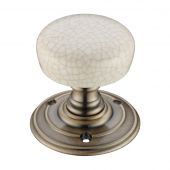 FB304ICFB - Zoo Hardware Fulton & Bray Porcelain Mortice Knob on Round Rose (Unsprung) Ivory Crackle - Face Fix