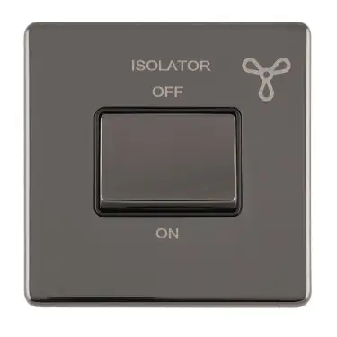 Click Here To Enlarge This Photo Of ECBNFSWB - Eurolite 6Amp Fan Isolator Switch on 3mm Flat Concealed Black Nickel Plate with Matching Rocker