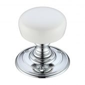 FB304PWCP - Zoo Hardware Fulton & Bray Porcelain Mortice Knob on Round Rose (Unsprung) Plain White - Face Fix