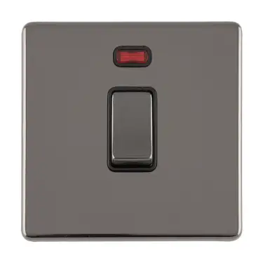 Click Here To Enlarge This Photo Of ECBN20ADPSWNB - Eurolite 1 Gang 20Amp DP Switch on 3mm Flat Concealed Black Nickel Plate with Matching Rockers