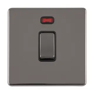ECBN20ADPSWNB - Eurolite 1 Gang 20Amp DP Switch on 3mm Flat Concealed Black Nickel Plate with Matching Rockers