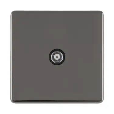 Click Here To Enlarge This Photo Of ECBN1TVB - Eurolite 1 Gang TV Coaxial Socket on 3mm Flat Concealed Black Nickel Plate with Black Trim