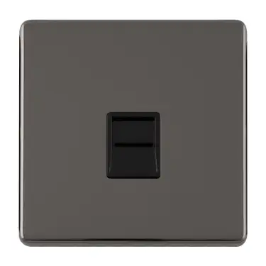 Click Here To Enlarge This Photo Of ECBN1SLB - Eurolite 1 Gang Slave Telephone Socket on 3mm Flat Concealed Black Nickel Plate with Black Trim
