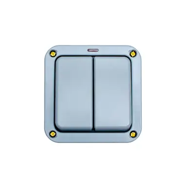 Click Here To Enlarge This Photo Of WP3022 - Eurolite 20Amp 2 Gang 2 Way Switch with Neon IP66