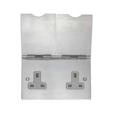 Click Here To Enlarge This Photo Of FS4040SS - Eurolite 13Amp 2 Gang Unswitched Floor Socket Stainless Steel