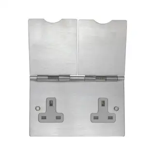 FS4040SS - Eurolite 13Amp 2 Gang Unswitched Floor Socket Stainless Steel