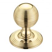 FB306 - Zoo Hardware Fulton & Bray Ringed Mortice Knob on Round Rose (Unsprung) Concealed Fix - Polished Brass