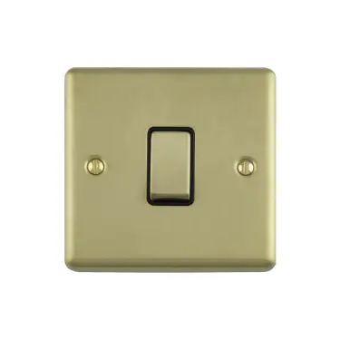 Click Here To Enlarge This Photo Of EN20ASWSBB - Eurolite 1 Gang 20Amp DP Switch Satin Brass with Black Trim (Enhance Range)