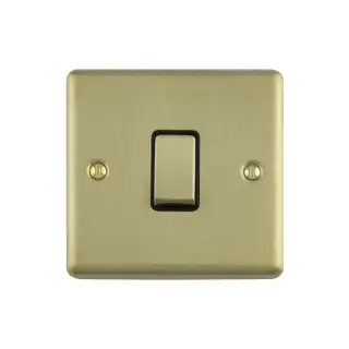 EN20ASWSBB - Eurolite 1 Gang 20Amp DP Switch Satin Brass with Black Trim (Enhance Range)