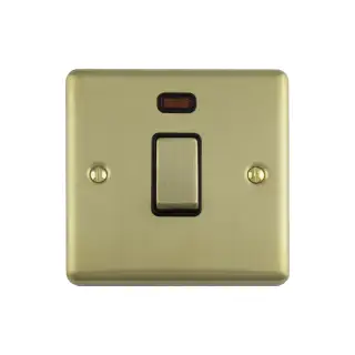 EN20ASWNSBB - Eurolite 1 Gang 20Amp DP Switch with Neon Indicator Satin Brass with Black Trim (Enhance Range)
