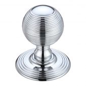 FB306CP - Zoo Hardware Fulton & Bray Ringed Mortice Knob on Round Rose (Unsprung) Concealed Fix - Polished Chrome
