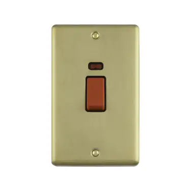 Click Here To Enlarge This Photo Of EN45ASWNSBB - Eurolite 45Amp DP Cooker Switch with Neon Indicator (Vertical) Satin Brass with Black Trim (Enhance Range)