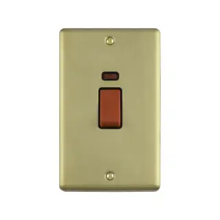 EN45ASWNSBB - Eurolite 45Amp DP Cooker Switch with Neon Indicator (Vertical) Satin Brass with Black Trim (Enhance Range)